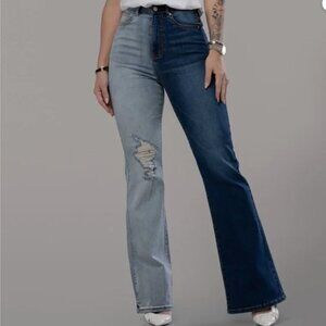 NWT - By Egreis Corey Jeans - two toned flare jeans